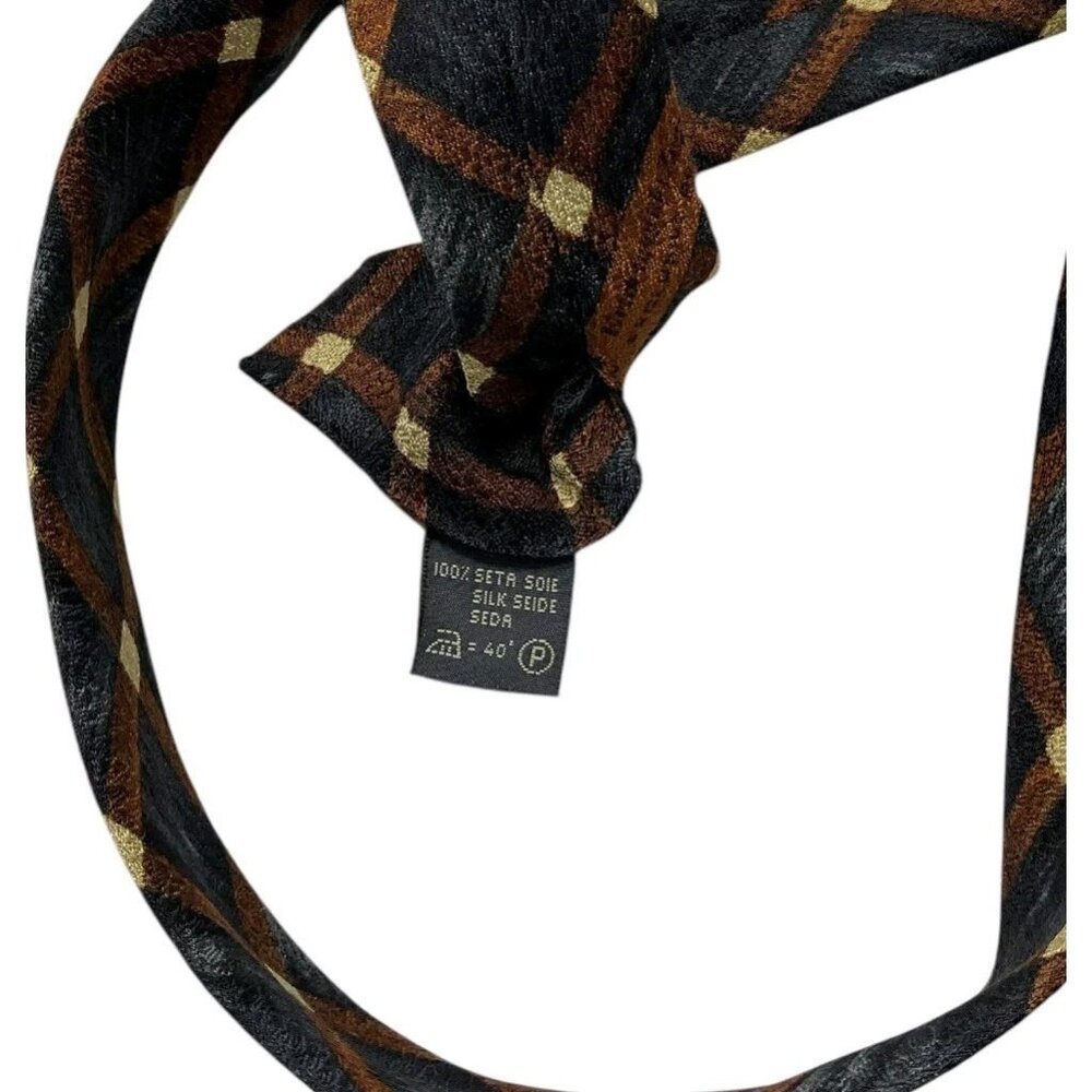 ERMENEGILDO ZEGNA Men's Silk Necktie LUXURY Gray Brown Geometric W:3.8" EUC - Picture 5 of 6